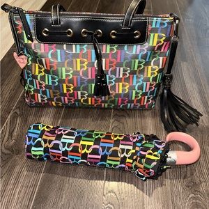 Dooney & Bourke Tassel Purse with matching umbrella